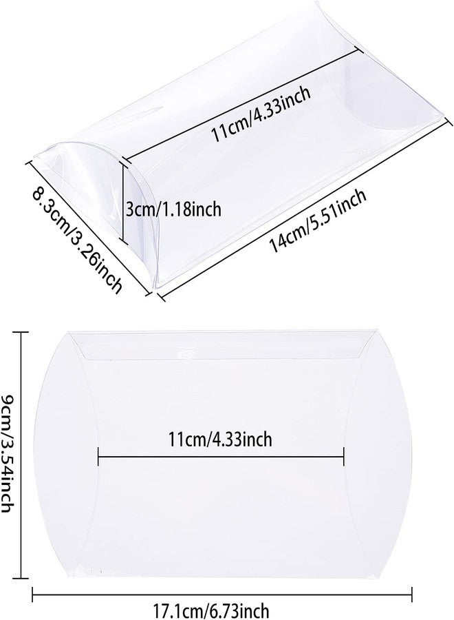 BENECREAT 30 Pack 4.3x3.3x1.2 Clear Plastic Pillow Favor Box PVC Candy Treat Gift Box for Wedding Birthday Party Gift Packing Box - Image 2